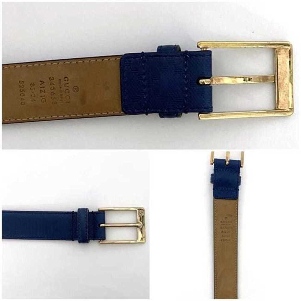 Gucci Belt Navy Interlocking Diamante 525040 30mm Waist Leather GUCCI GG Squa... - Picture 10 of 10